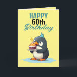 Cool Yellow & Black Penguin Husband 60th Birthday Card<br><div class="desc">Cool Yellow & Black Penguin Husband 60th Birthday, a funny and cool design made for anyone looking for a unique birthday card for their husband on their birthday. The design is eye-catching, it features a cute penguin with a birthday cake, plus editable text information. If you face any issues customizing...</div>