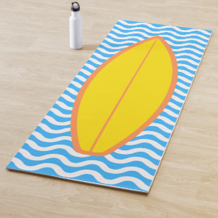 Cool Yellow Blue Waves Surfing Yoga Mat
