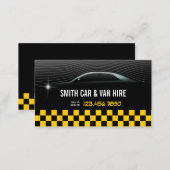 Cool Yellow Checkered Car & Van Hire Business Card (Front/Back)