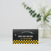 Cool Yellow Checkered Car & Van Hire Business Card (Standing Front)