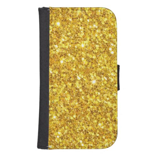 Cool Yellow Glitter Pattern Wallet Phone Case For Samsung Galaxy S4