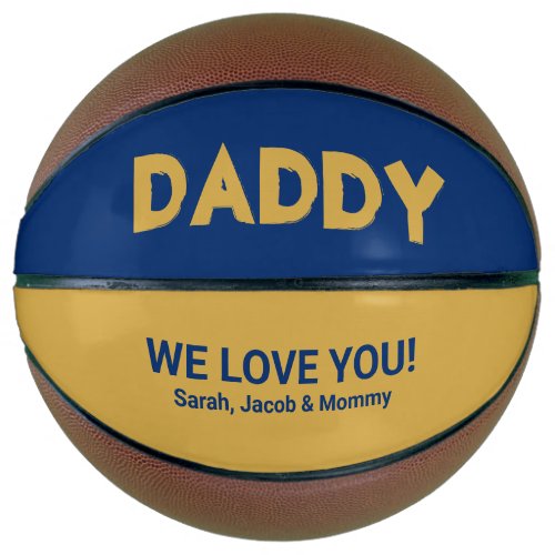 Cool Yellow Gold Blue Custom Name Daddy Basketball