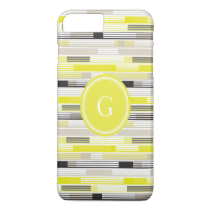 Cool yellow grey black stripes Custom Monogram iPhone 8 Plus/7 Plus Case