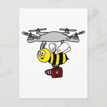 Cool Yellow Jacket Bee Drone Cartoon Postcard by naturesmiles at Zazzle