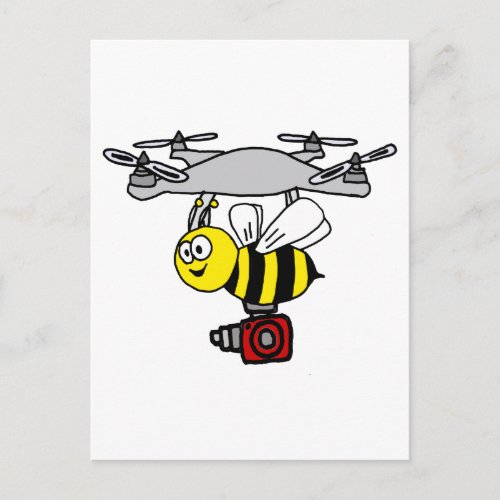 Cool Yellow Jacket Bee Drone Cartoon Postcard