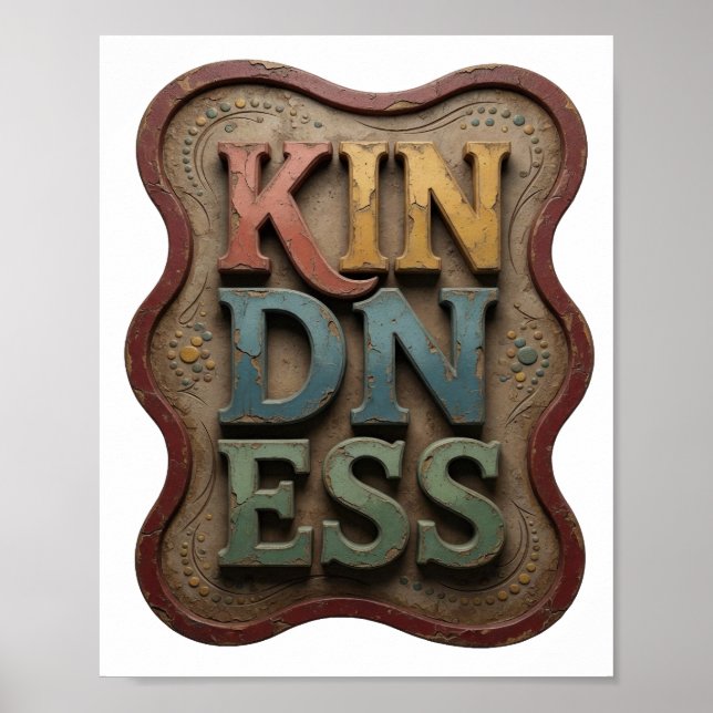 Cool Yellow KINDNESS Statement Design Poster (Front)