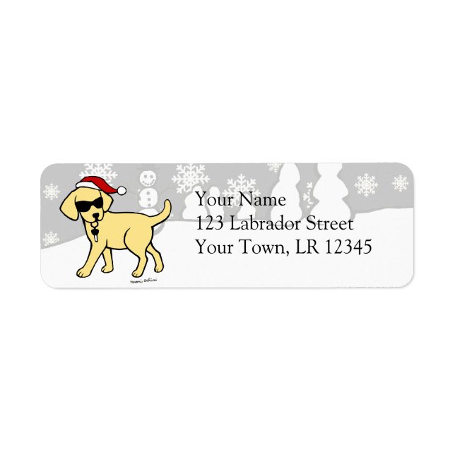 Cool Yellow Lab Cartoon Christmas Label (Front)