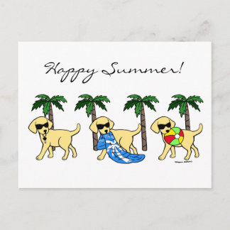 Cool Yellow Labradors Cartoon Postcard