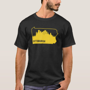 Cool Yellow Pennsylvania State Outline Pittsburgh T-Shirt