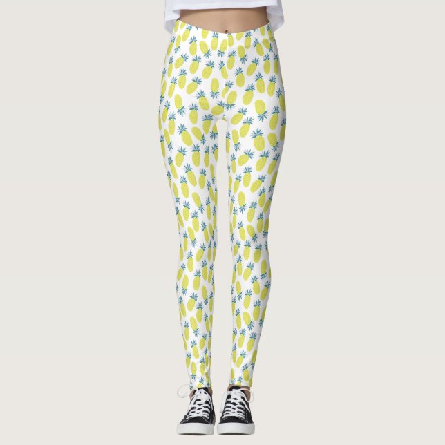 Cool Yellow Pineapples Pattern Leggings (Front)