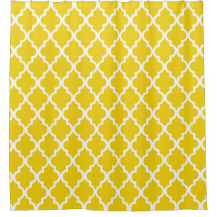 Cool Yellow Quatrefoil Pattern Shower Curtain