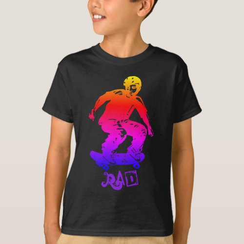 Cool Yellow Red Purple Skateboarder Rad Sports T_Shirt