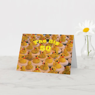 Cool Yellow Rubber Ducks Funny 50th Birthday Card