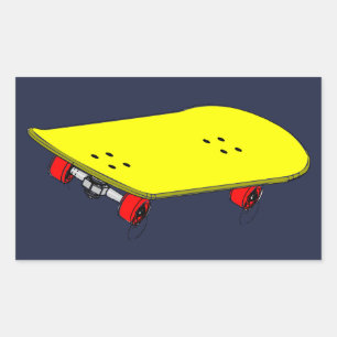 Cool yellow skateboard rectangular sticker