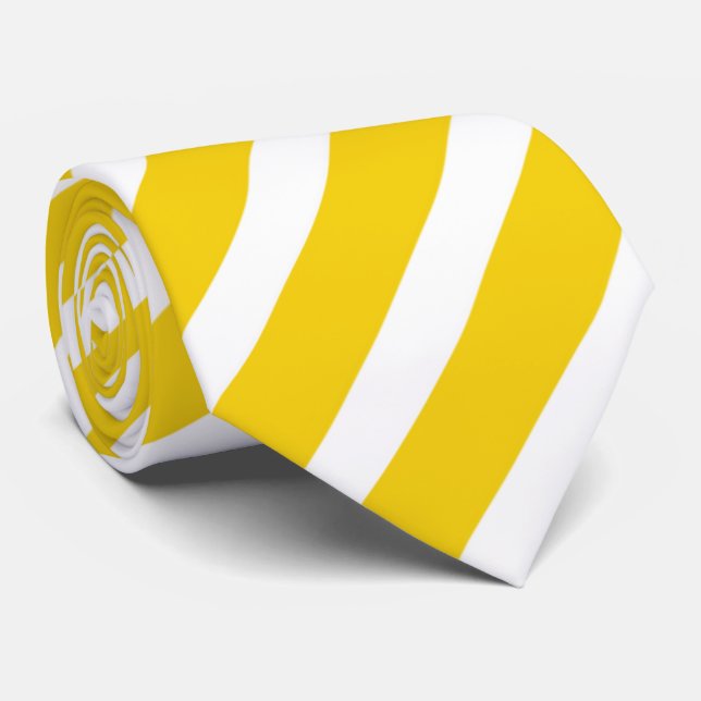 cool yellow white stripe pattern neck tie (Rolled)