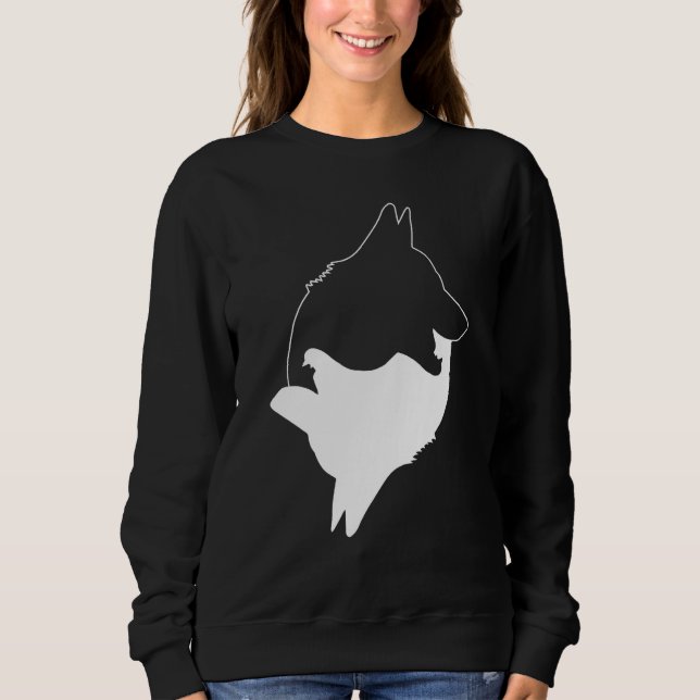 Cool Yin Yang Dog Cute German Shepard With White I Sweatshirt (Front)