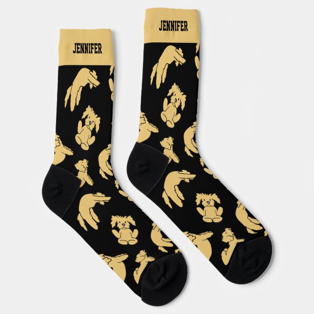 Cool Yoga Dog Doodle Cute Puppy Pattern Socks (Right)
