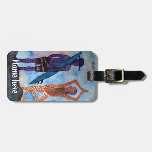 Cool Yoga Surf Sunset Luggage Tag (Front Horizontal)