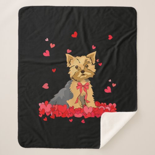 Cool Yorkshire Terrier Valentines Day Tee Dog Love Sherpa Blanket