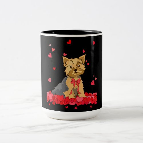 Cool Yorkshire Terrier Valentines Day Tee Dog Love Two_Tone Coffee Mug