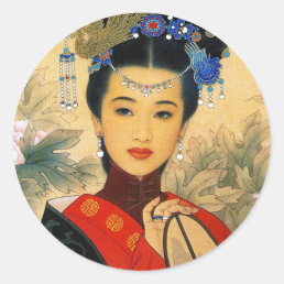 Cool young beautiful chinese prince Guo Jin art Classic Round Sticker