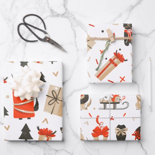Cool Yule  Mid_Century Christmas Holiday Wrapping Paper Sheets