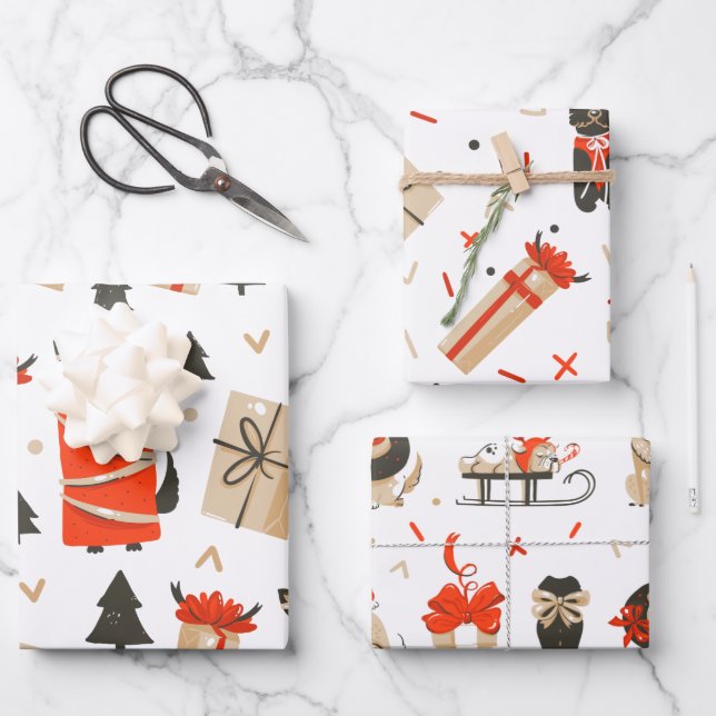 Cool Yule | Mid-Century Christmas Holiday Wrapping Paper Sheets (Front)