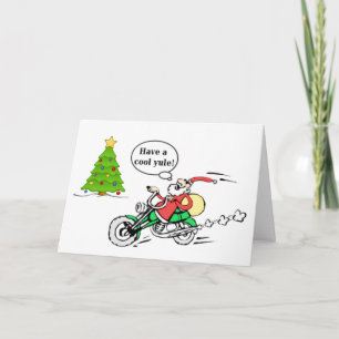 Cool Yule Santa Motorcycle Personalized Christmas Holiday Card