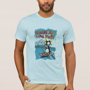Cool Yule Tandem Surfing Hawaiian Penguins T-Shirt