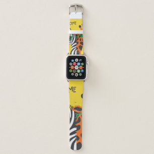 Cool zebra and giraffe wearing glasses on yellow b apple watch band
