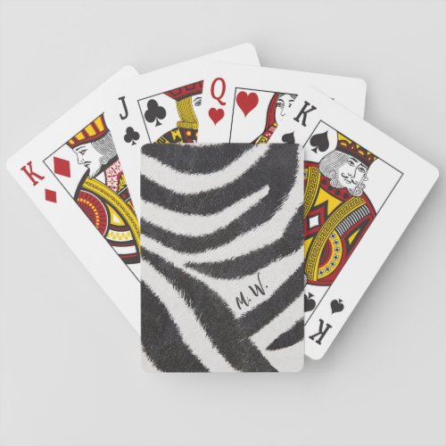 Cool Zebra Design Initial Monograms Classic Playing Cards
