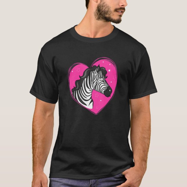 Cool Zebra Fuuny Hipster Zebra Animals   Heart Pin T-Shirt (Front)