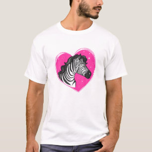 Cool Zebra Fuuny Hipster Zebra Animals Lover Heart T-Shirt
