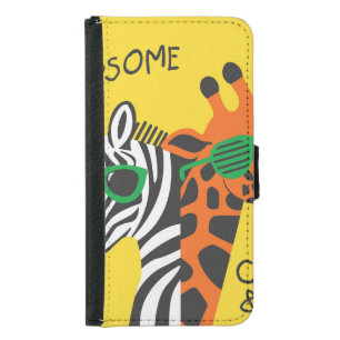 Cool Zebra Giraffe Cartoon Illustration Samsung Galaxy S5 Wallet Case