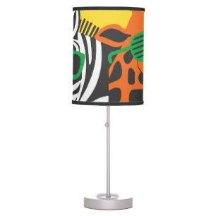Cool Zebra Giraffe Cartoon Illustration Table Lamp