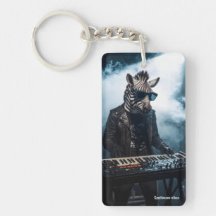 Cool Zebra Keyboard Player Synth Rock Stage Keycha Keychain