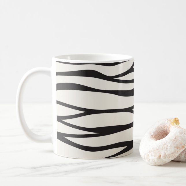 Cool zebra pattern stripes cafe mug (With Donut)