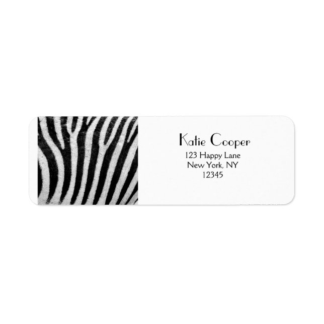Cool Zebra Pattern Texture Label (Front)