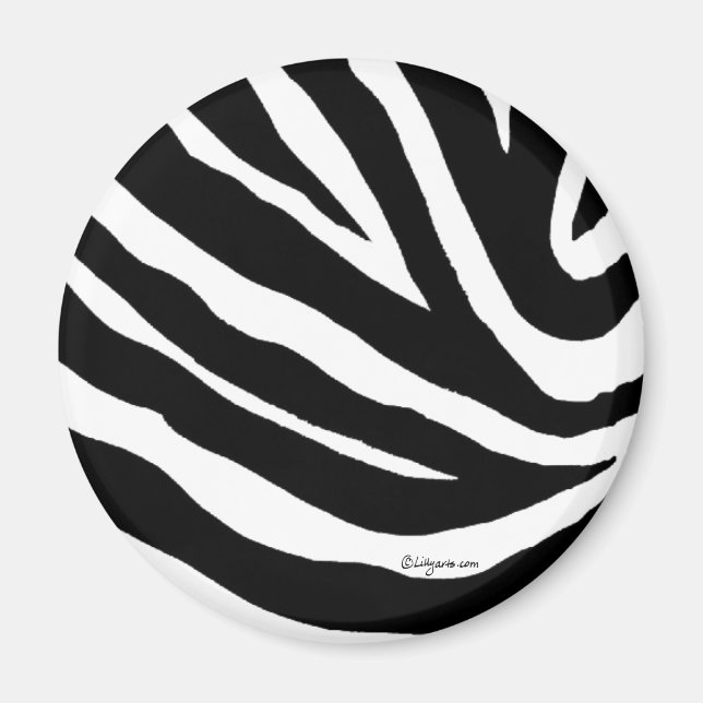 Cool Zebra Stripes Round Magnet (Front)