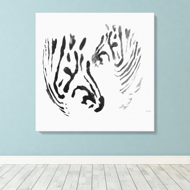 Cool Zebra Wildlife Art Custom Color Canvas Print (Insitu(Wood Floor))