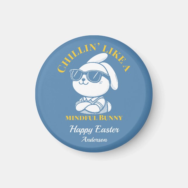 Cool Zen Bunny Personalized Easter Magnet (Front)
