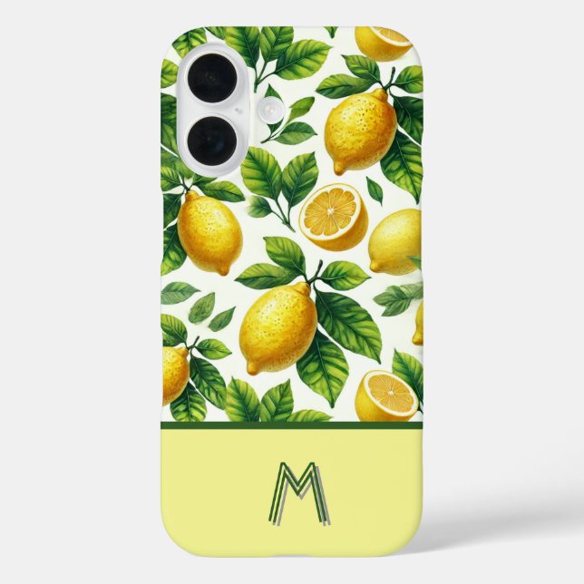 Cool zesty lemons patterned mongrammed  Case-Mate iPhone case (Back)