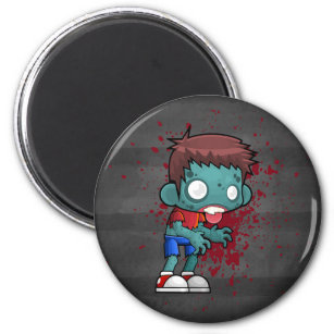 Cool Zombie Dude with Blood / Paint Splatter Magnet