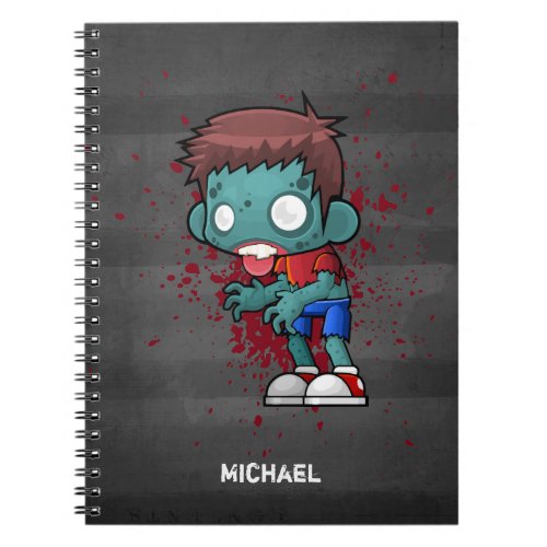 Cool Zombie Dude with Blood  Paint Splatter Notebook