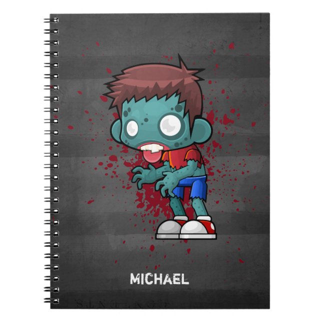 Cool Zombie Dude with Blood / Paint Splatter Notebook (Front)