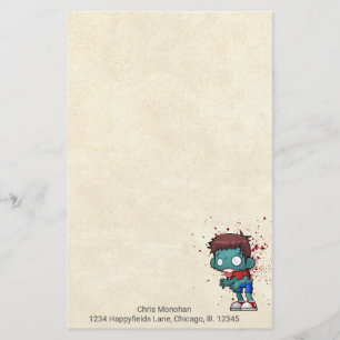Cool Zombie Dude with Blood / Paint Splatter Stationery