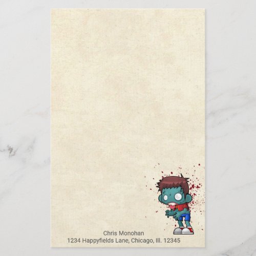 Cool Zombie Dude with Blood  Paint Splatter Stationery