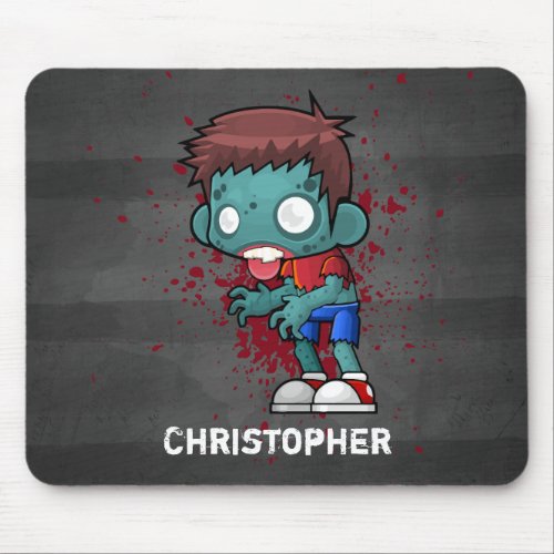 Cool Zombie Guy with Blood  Paint Splatter Mouse Pad