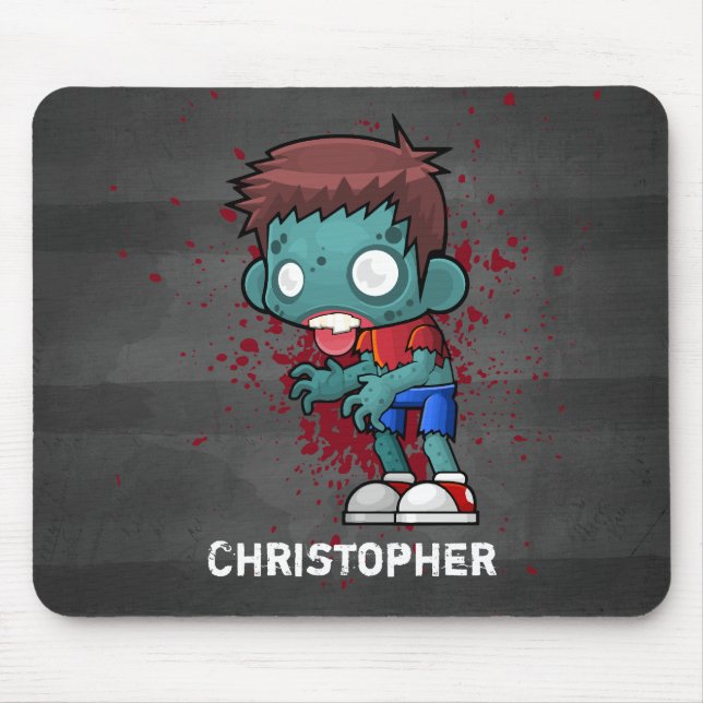 Cool Zombie Guy with Blood / Paint Splatter Mouse Pad (Front)