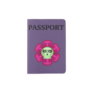 Cool Zombie Skull Flower Passport Holder